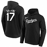 Los Angeles Dodgers #17 Shohei Ohtani Black Name & Number Pullover Hoodie,baseball caps,new era cap wholesale,wholesale hats